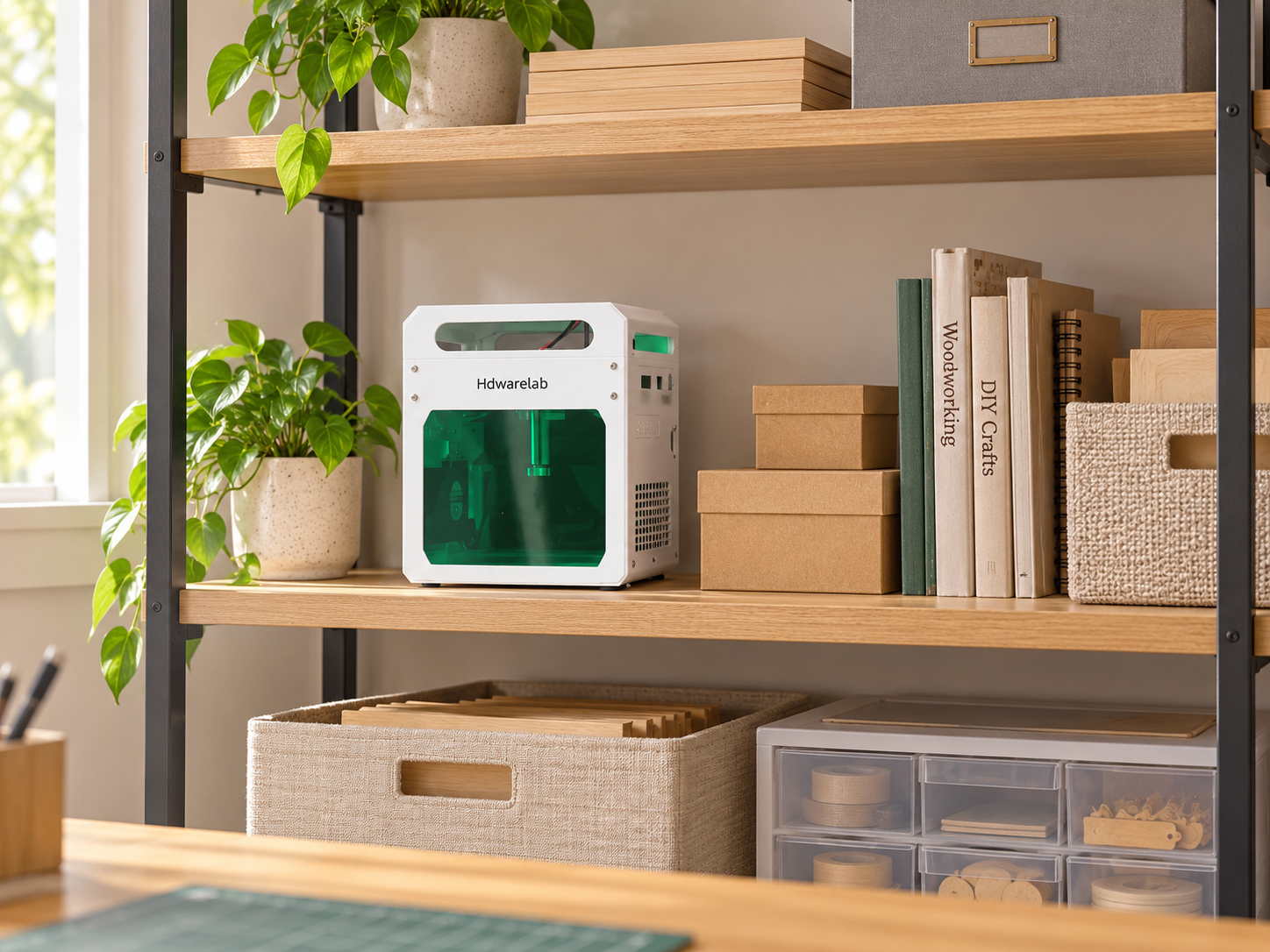 Mini engraver stored on a shelf