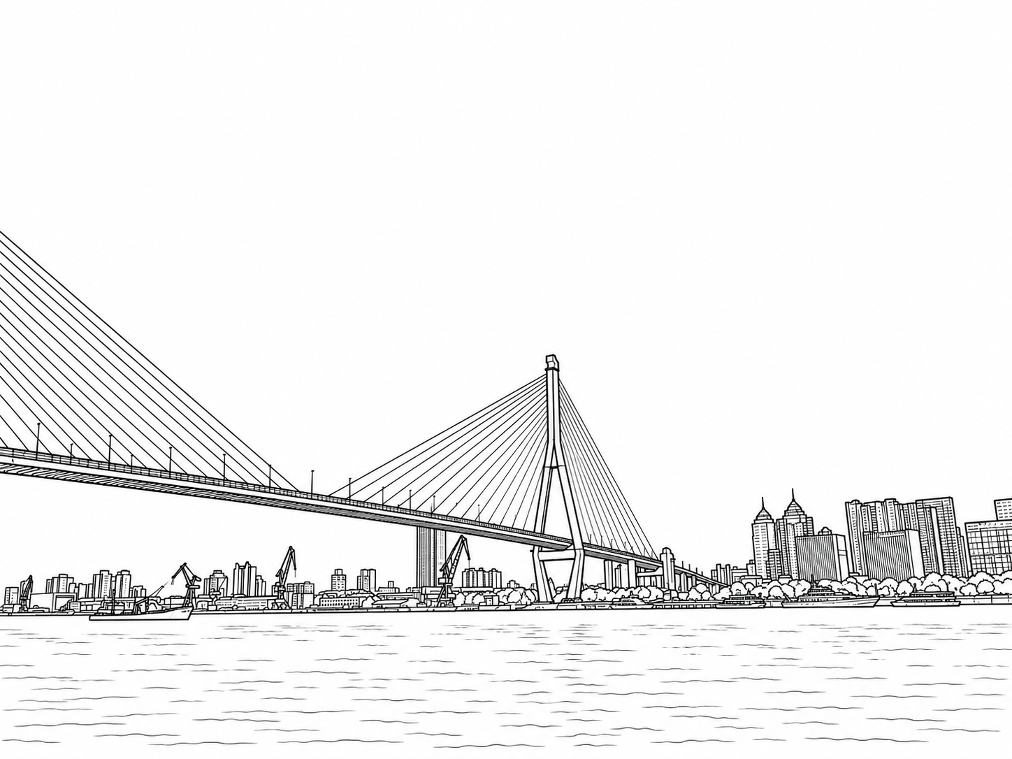 Bridge photograph converted into a simple black line drawing